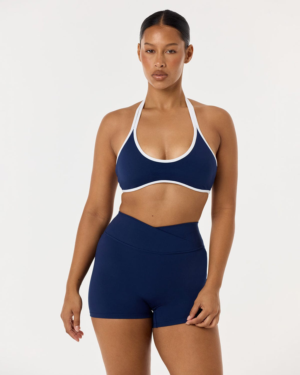 Serenity Halter Crop | Navy Two Tone