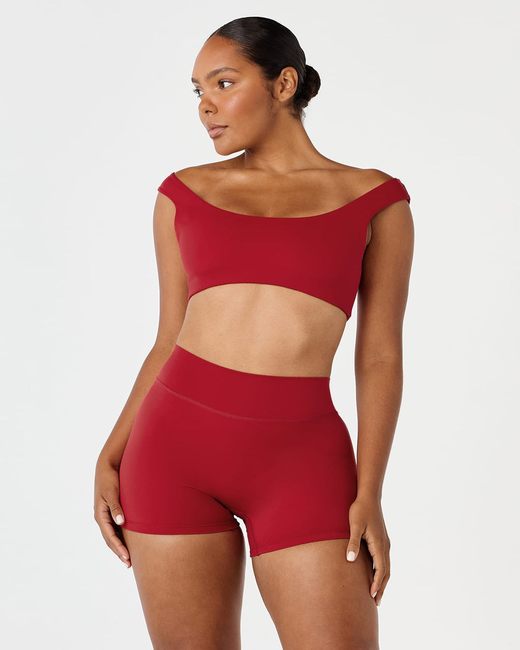 Fade Off Shoulder Crop | Retro Red