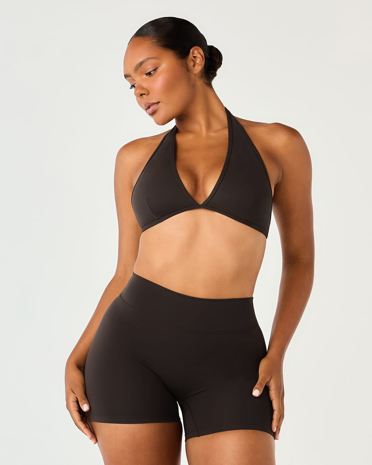 Form Triangle Halter Crop | Grounded Brown