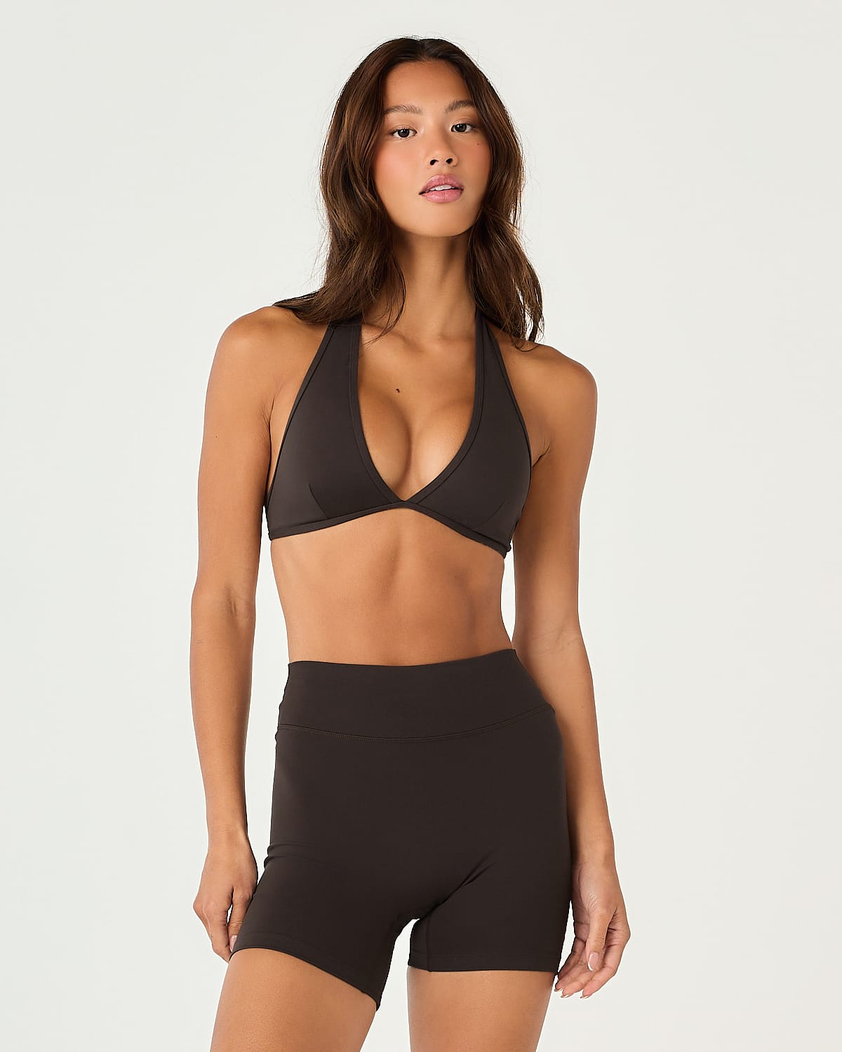 Form Triangle Halter Crop | Grounded Brown
